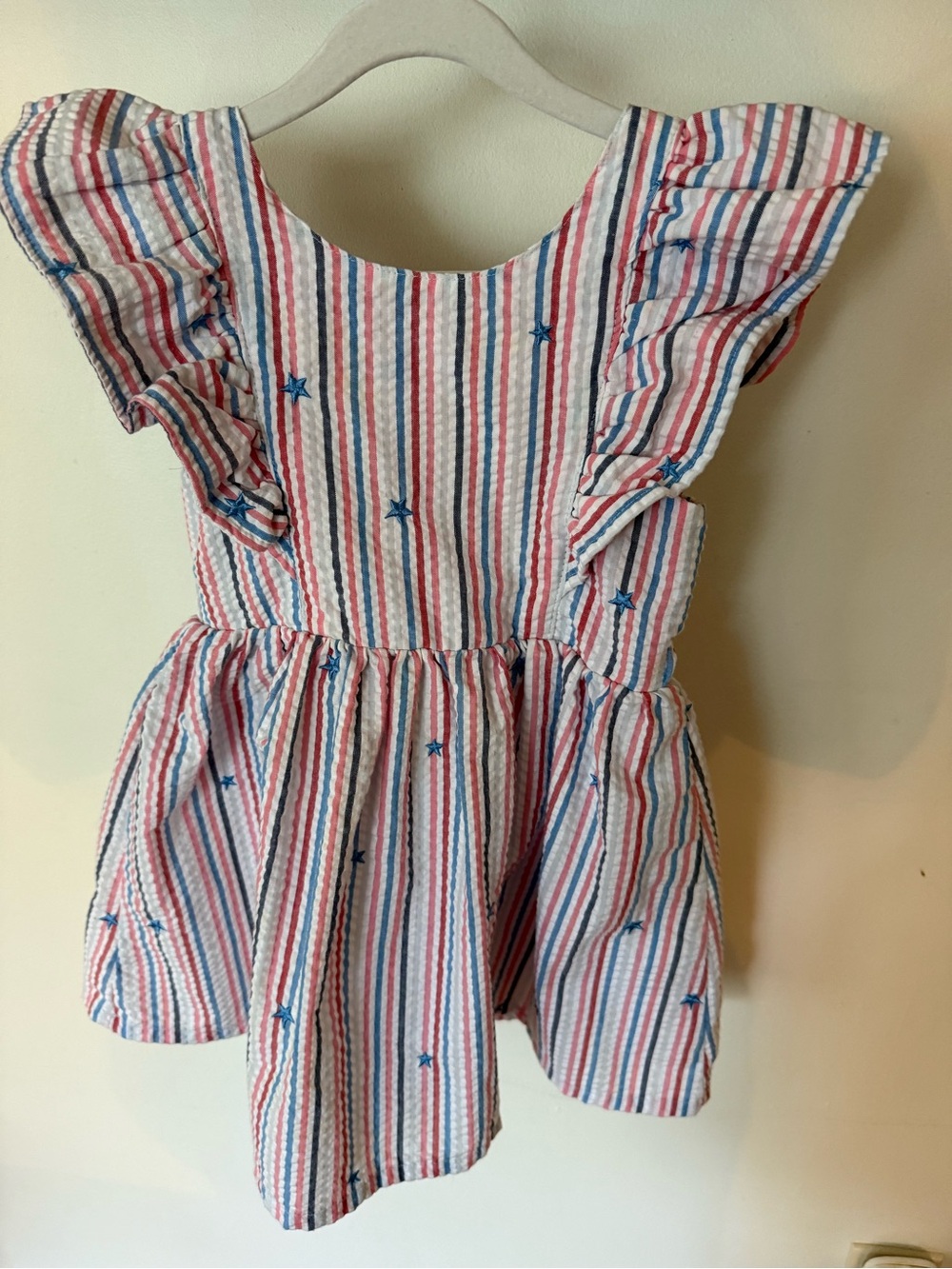 Cat & Jack Red, White & Blue Striped Star Ruffle Dress